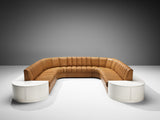 Custom-made De Sede Living Room Sofa Unit in Leather and Lacquered Wood