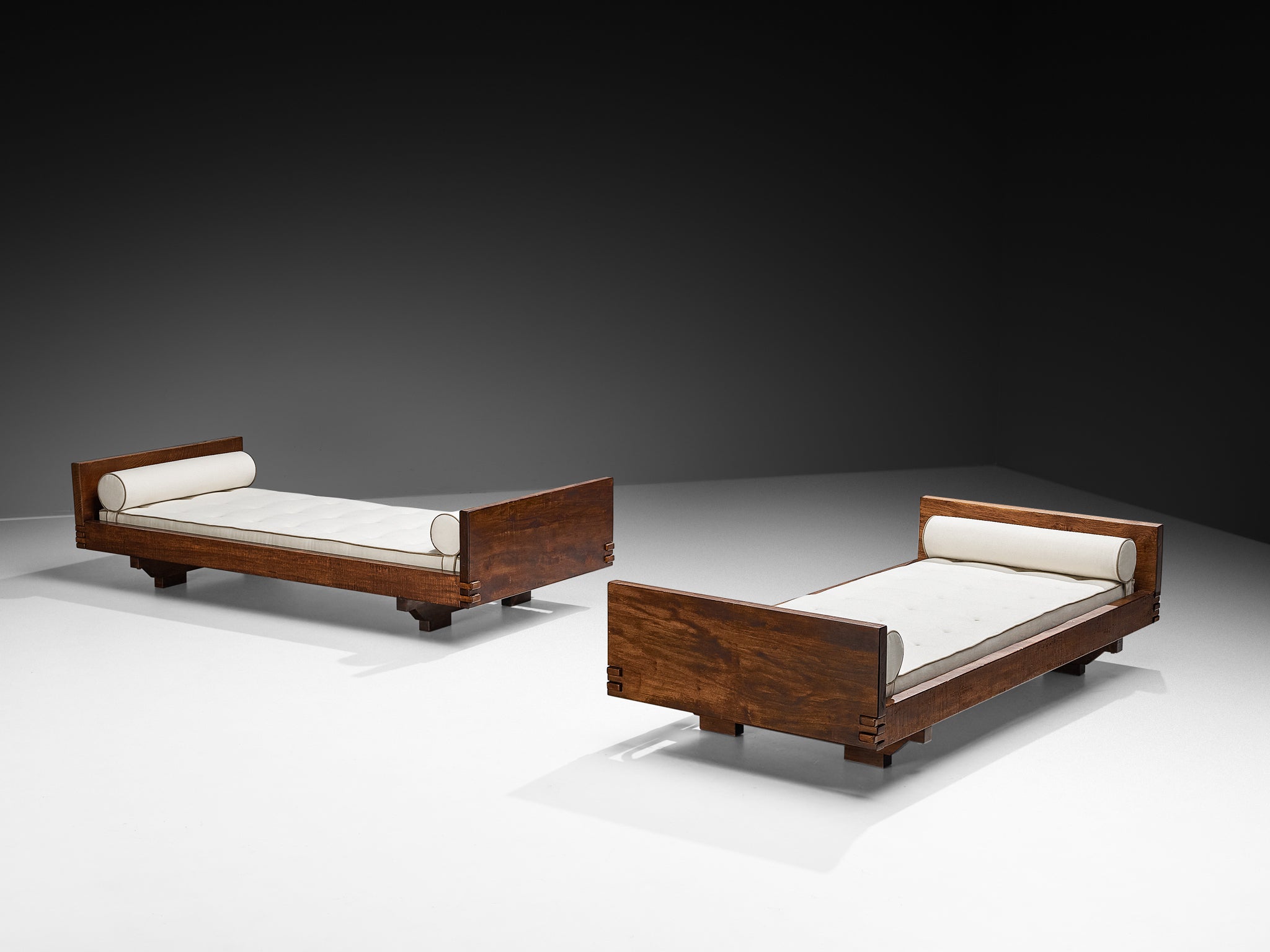 Giuseppe Rivadossi for Officina Rivadossi Single Beds in Walnut and Oak