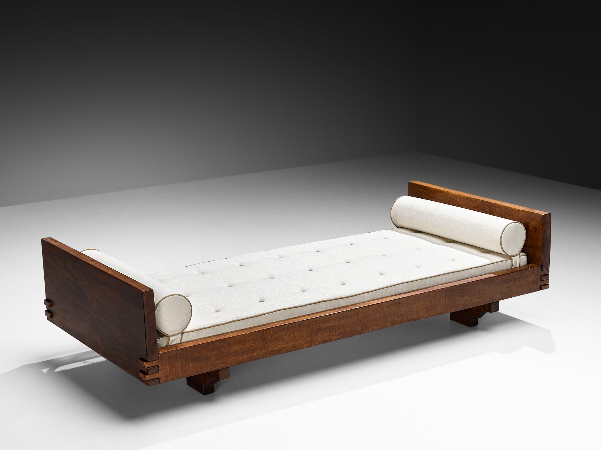Giuseppe Rivadossi for Officina Rivadossi Single Bed in Walnut and Oak More Furniture and Collectibles Morentz