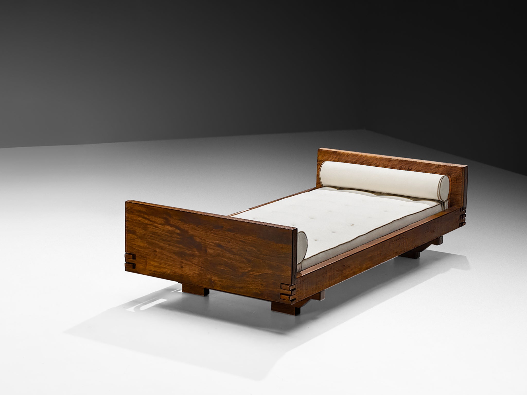 Giuseppe Rivadossi for Officina Rivadossi Single Bed in Walnut and Oak More Furniture and Collectibles Morentz