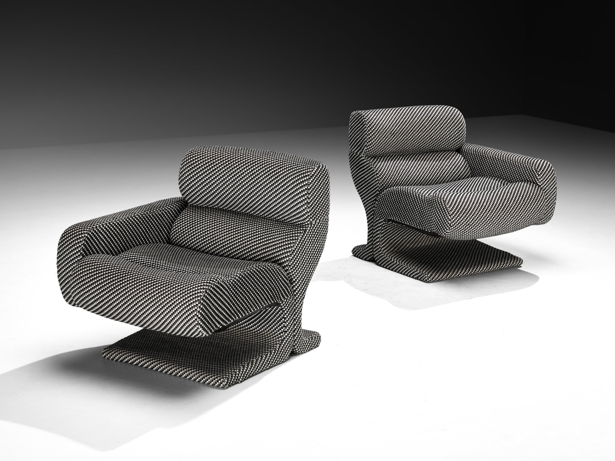 Post-Modern Italian Lounge Chairs in Checkered Upholstery Seating Morentz