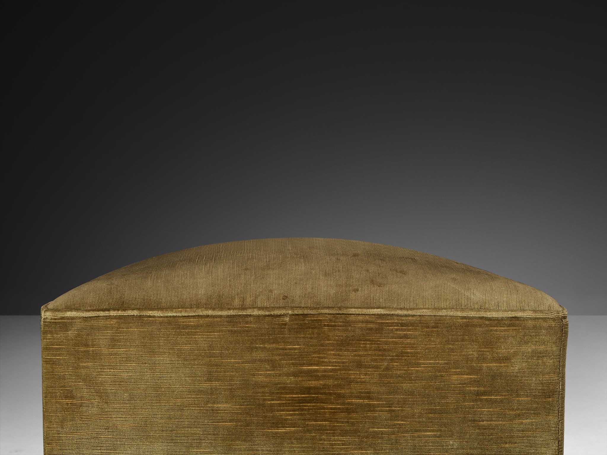 1940s Italian Ottoman in Olive Green Corduroy Velvet Seating Morentz