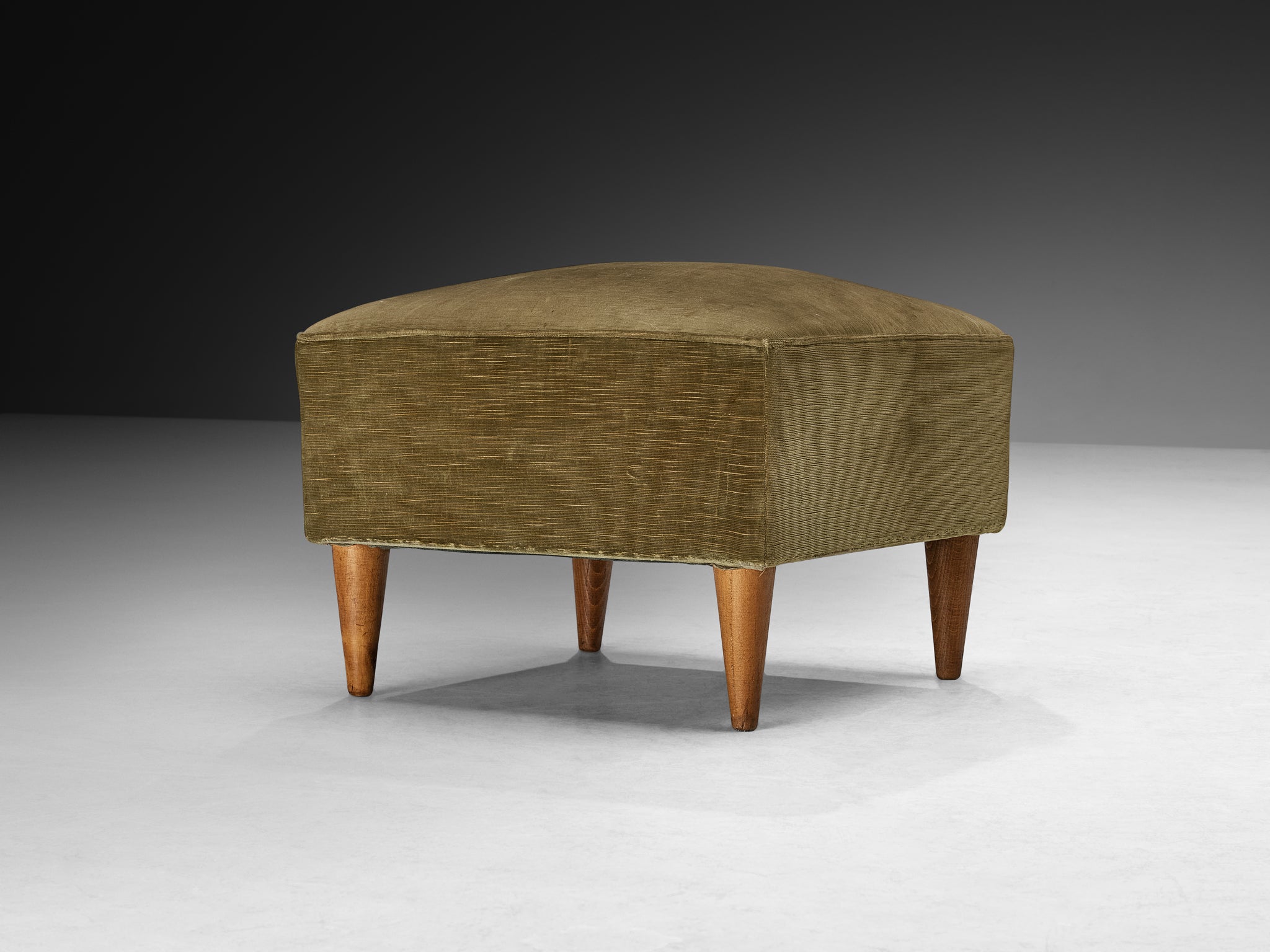 1940s Italian Ottoman in Olive Green Corduroy Velvet Seating Morentz