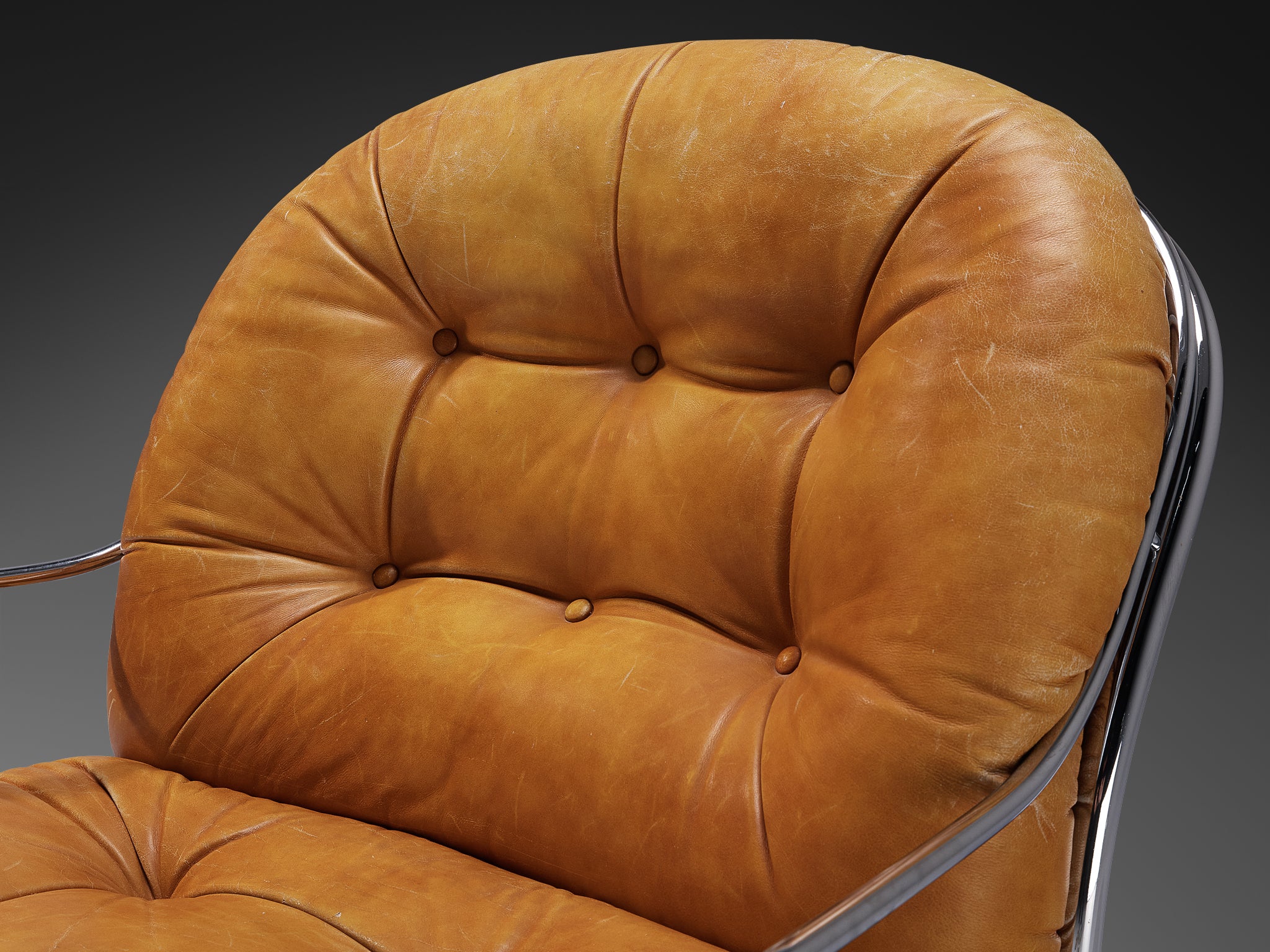 Carlo De Carli for Cinova '915' Lounge Chair in Cognac Leather Seating Morentz