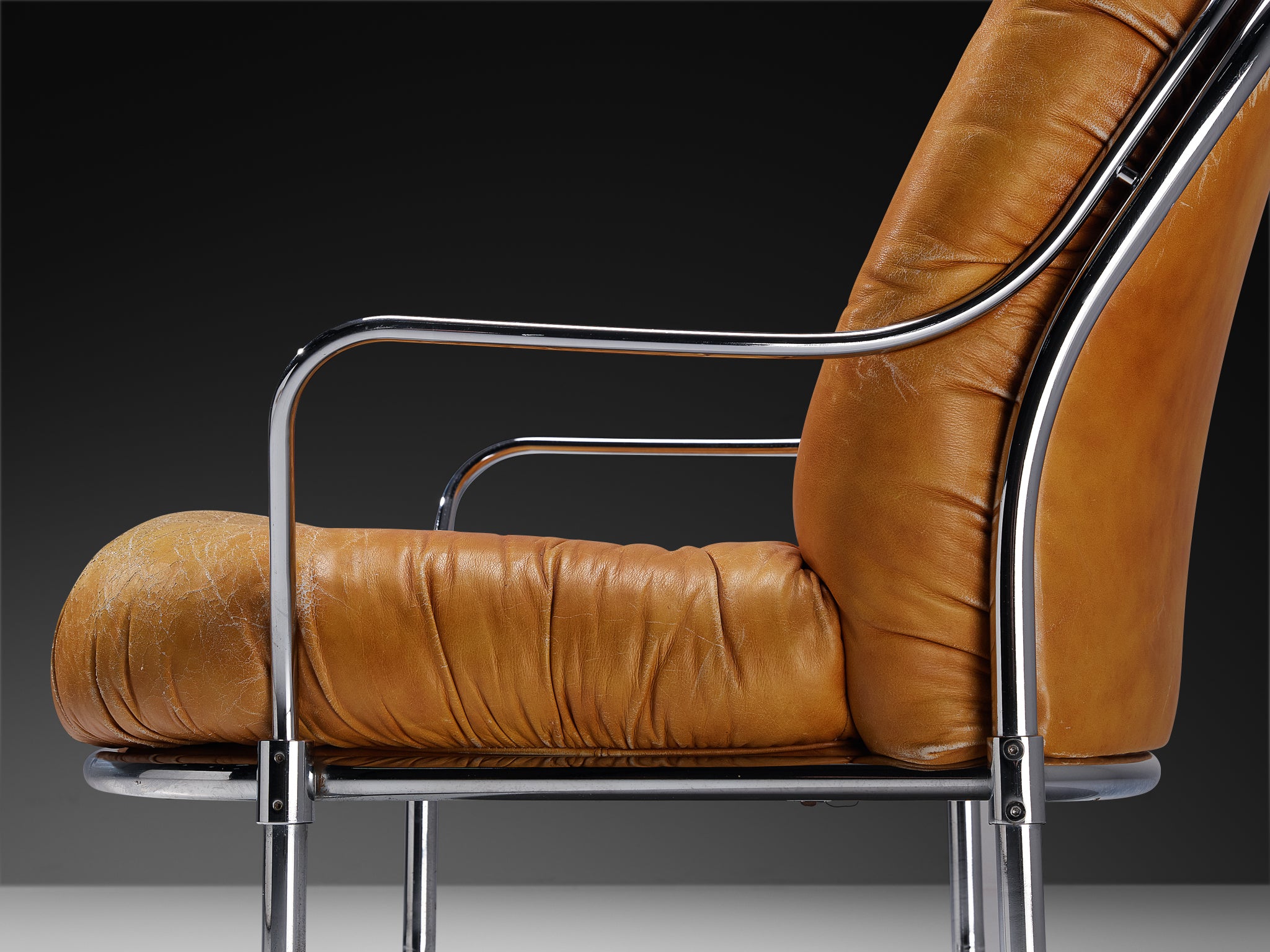 Carlo De Carli for Cinova '915' Lounge Chair in Cognac Leather Seating Morentz