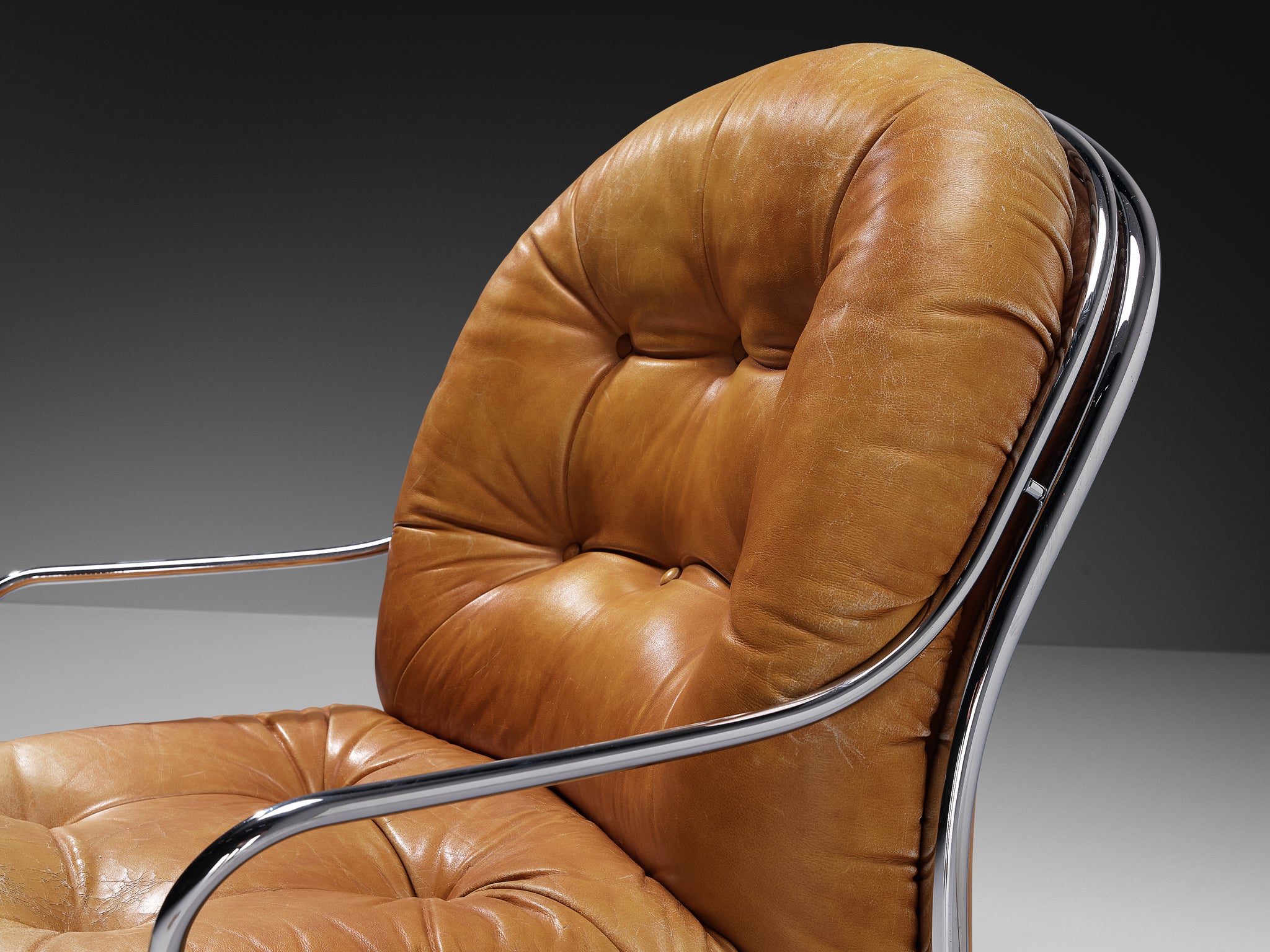 Carlo De Carli for Cinova '915' Lounge Chair in Cognac Leather Seating Morentz
