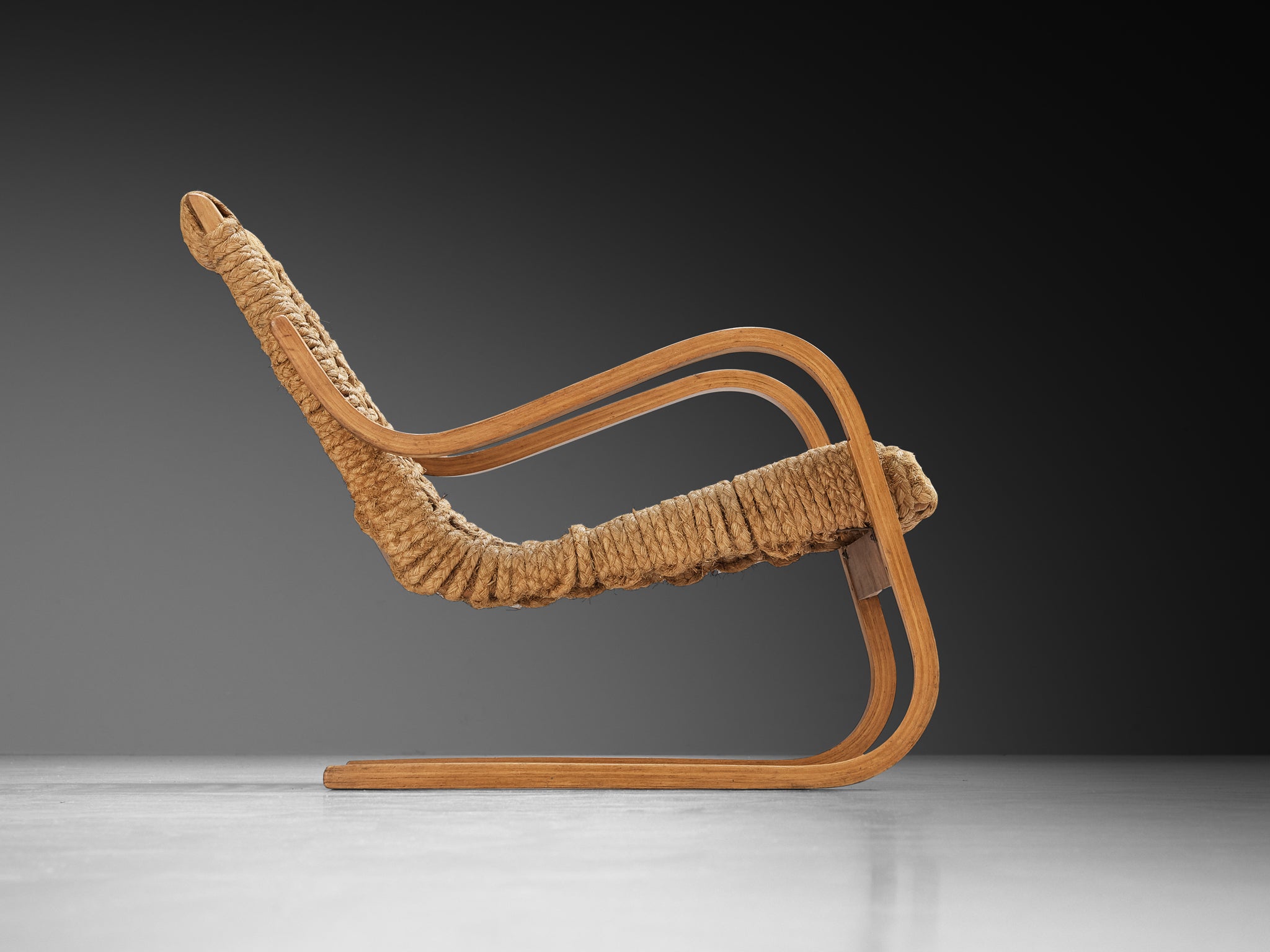 Rare 1930s Alvar Aalto for Stylclair in Plywood and Braided Straw Seating Morentz