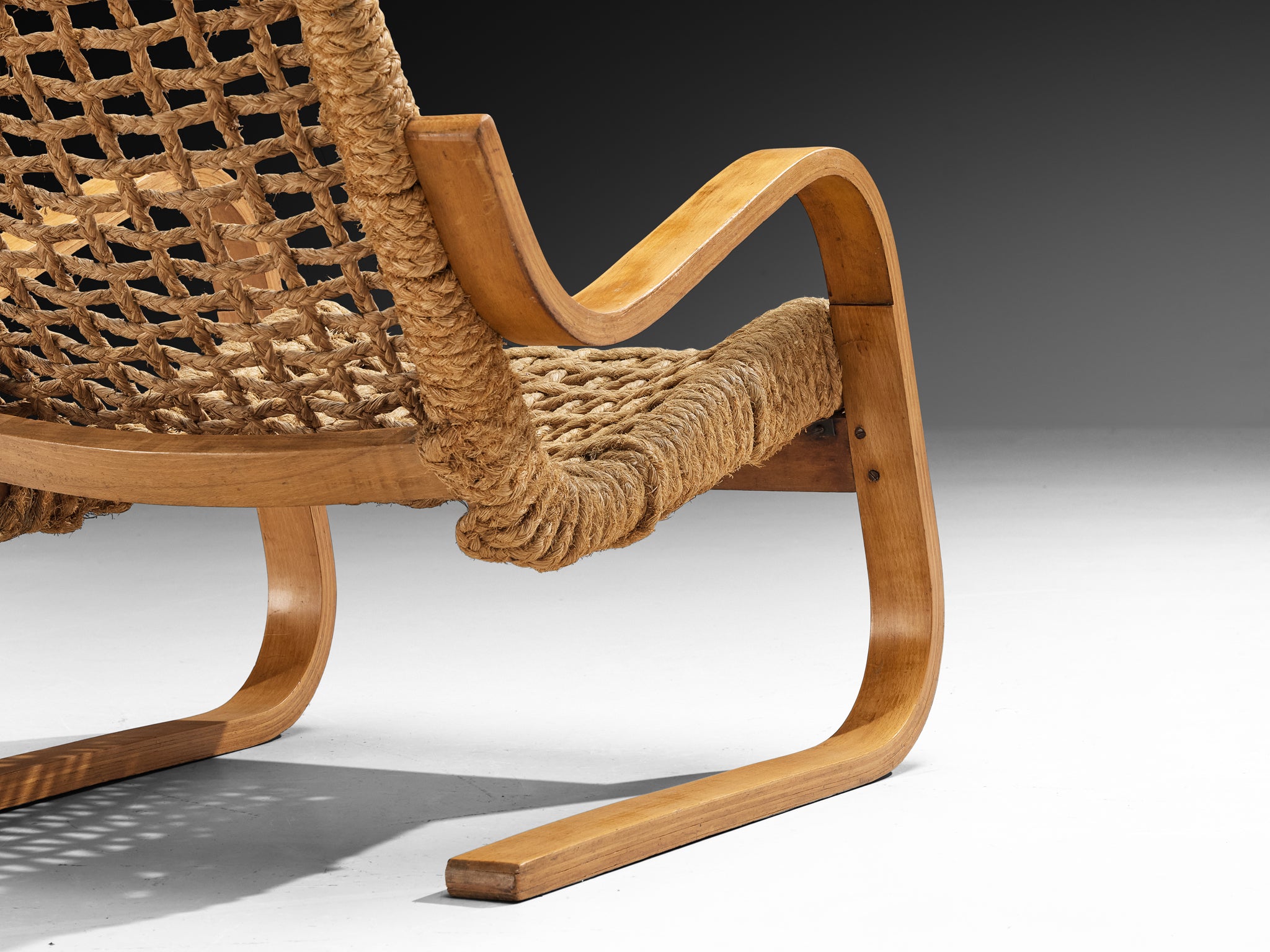 Rare 1930s Alvar Aalto for Stylclair in Plywood and Braided Straw Seating Morentz