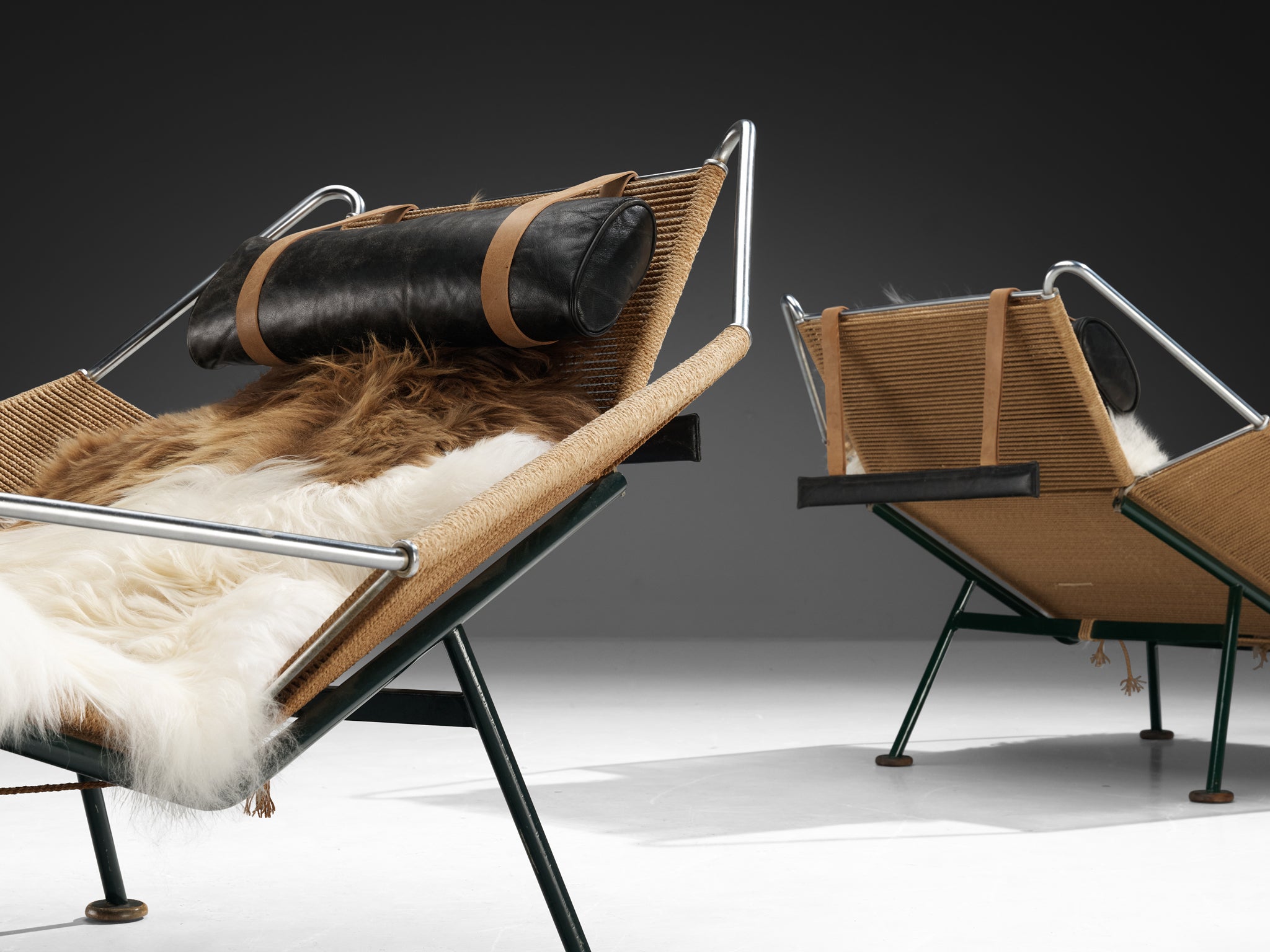 Iconic Hans Wegner ‘Flag Halyard’ Lounge Chairs Early Edition Model GE225 Seating Morentz