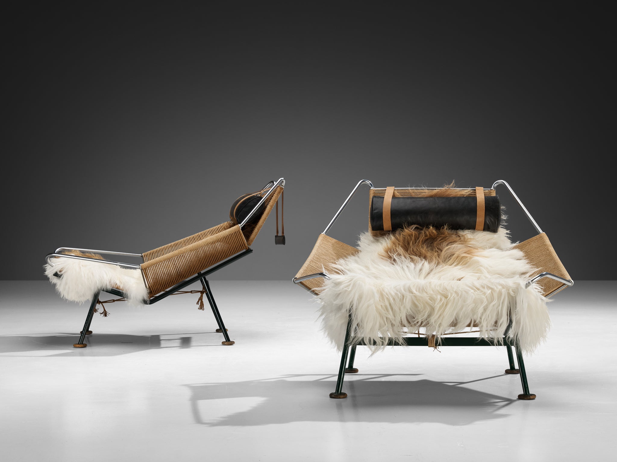 Iconic Hans Wegner ‘Flag Halyard’ Lounge Chairs Early Edition Model GE225 Seating Morentz