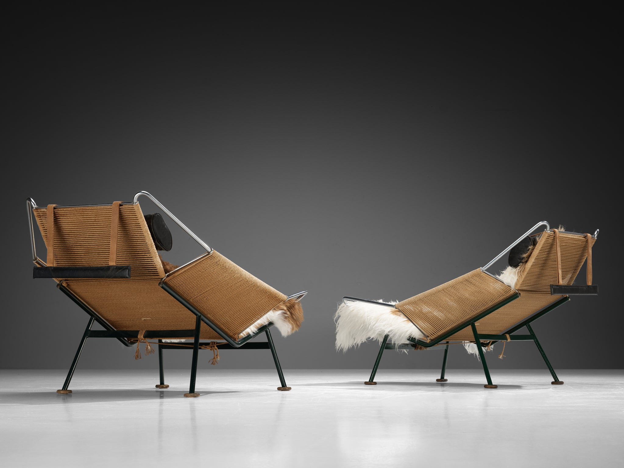 Iconic Hans Wegner ‘Flag Halyard’ Lounge Chairs Early Edition Model GE225 Seating Morentz