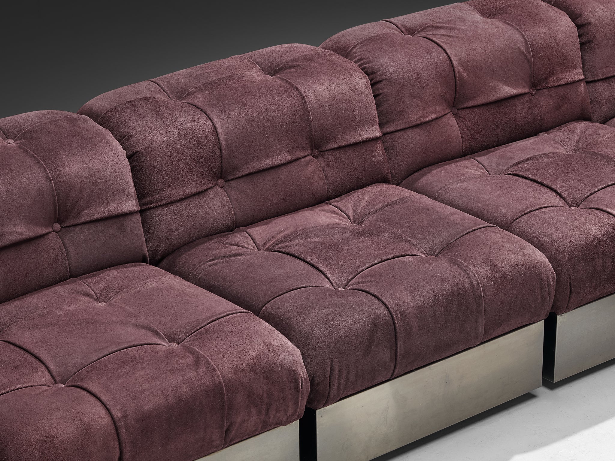 Giorgio Montani for Souplina Rare Composition Sectional Sofa in Stainless Steel Seating Morentz