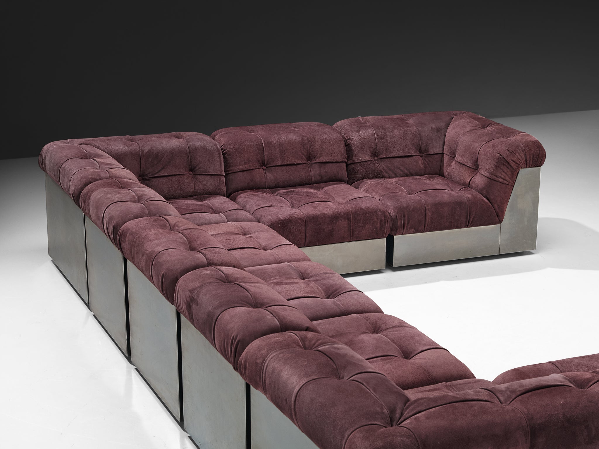 Giorgio Montani for Souplina Rare Composition Sectional Sofa in Stainl
