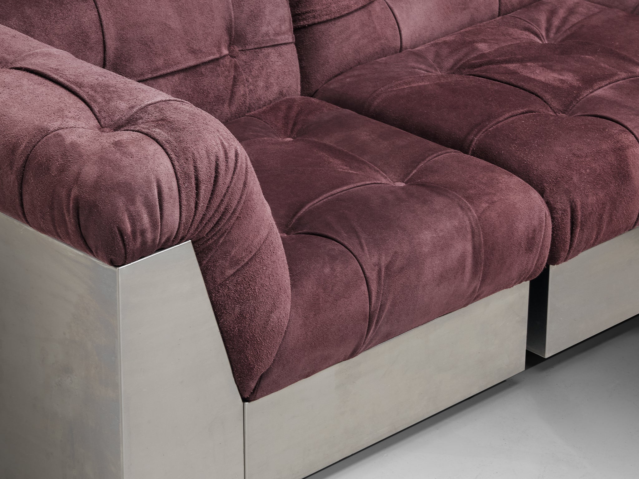 Giorgio Montani for Souplina Rare Composition Sectional Sofa in Stainless Steel Seating Morentz