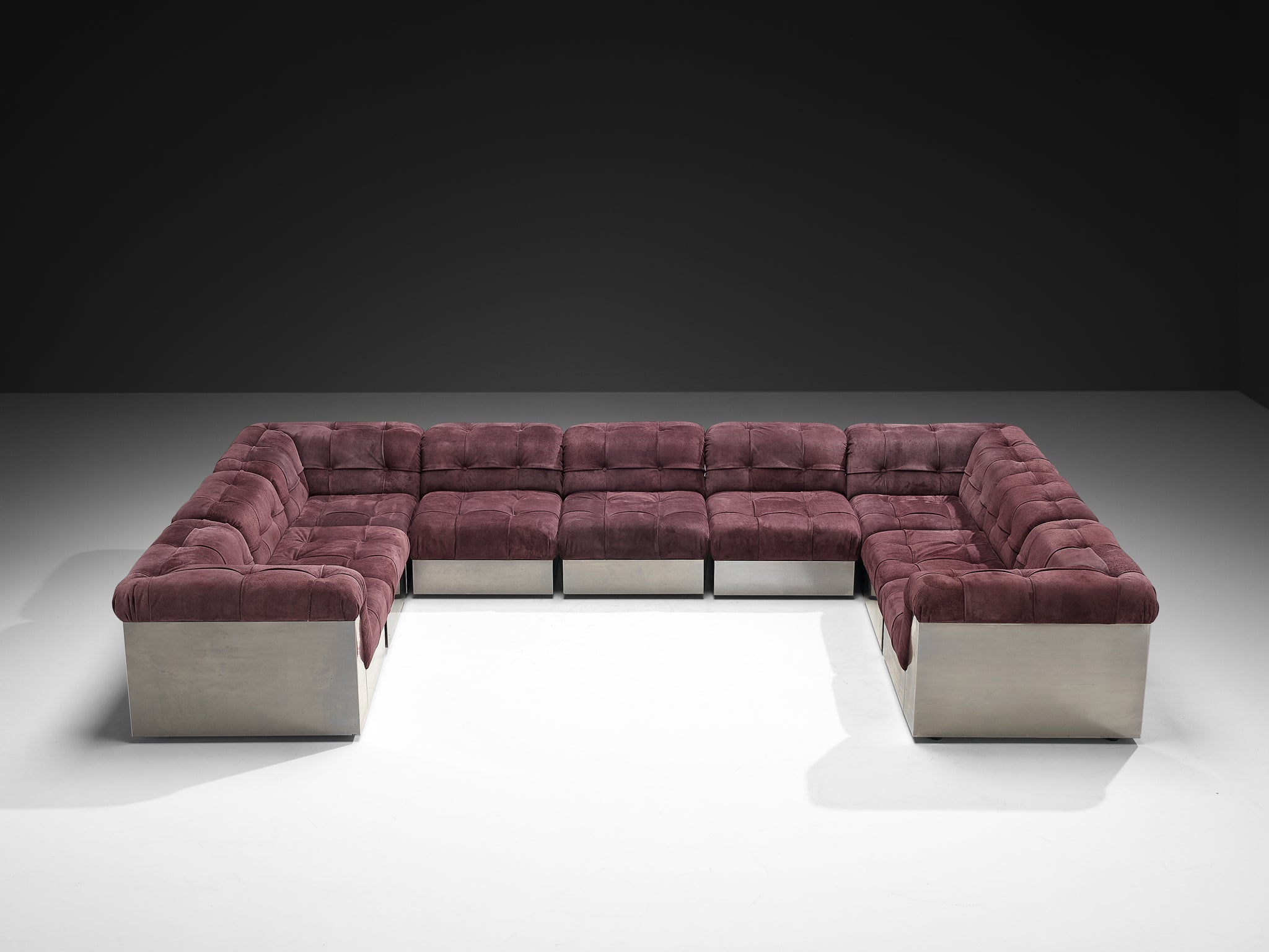 Giorgio Montani for Souplina Rare Composition Sectional Sofa in Stainl