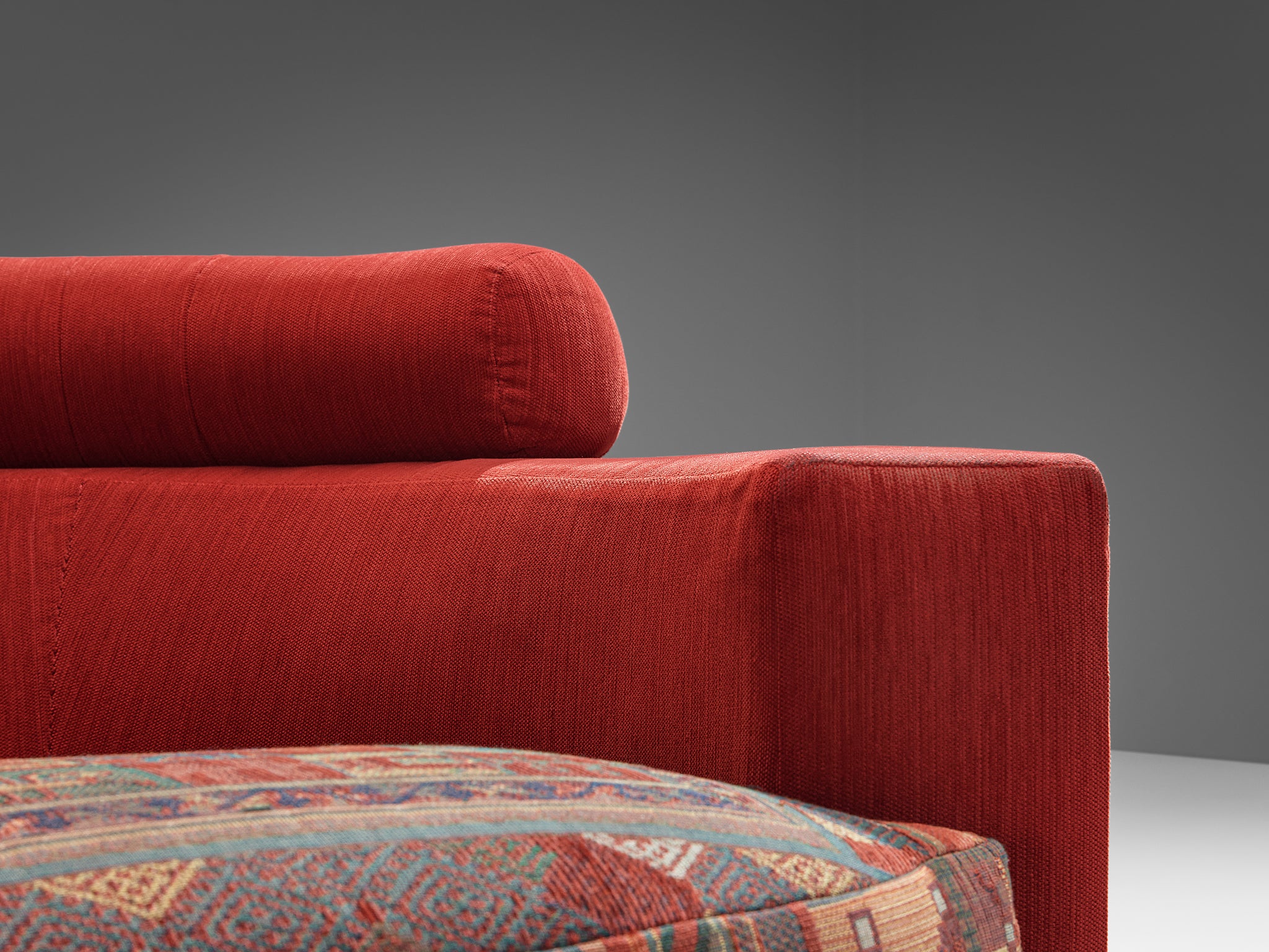 Roche Bobois Pair of Lounge Chairs in Red and Patterned Upholstery