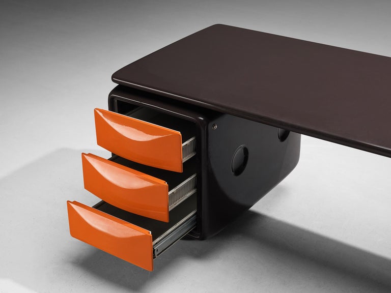 Ernest 'Igl' Hofmann 'Jet' Corner Desk in Brown & Orange Fiberglass
