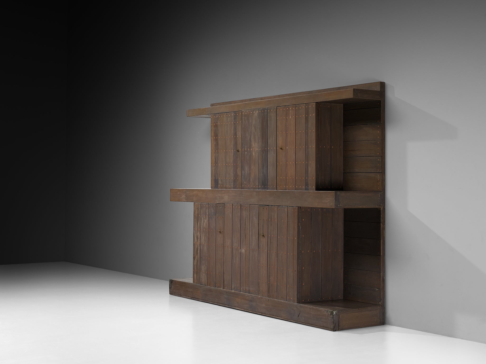 Jan de Jong Custom-Made Large Cabinet in Grey Lacquered Pine and Copper Case pieces and storage cabinets Morentz