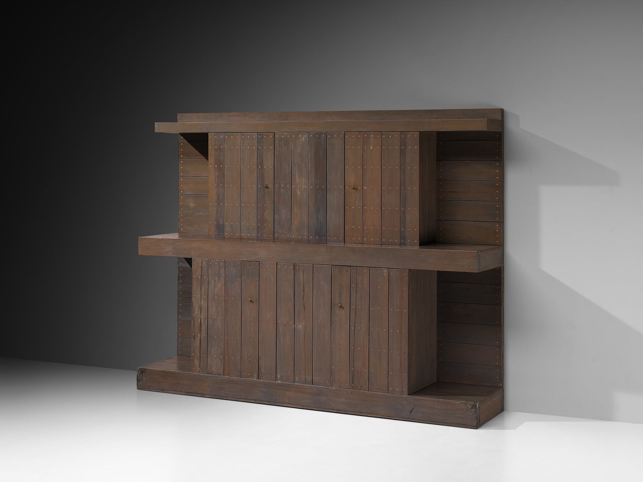 Jan de Jong Custom-Made Large Cabinet in Grey Lacquered Pine and Copper