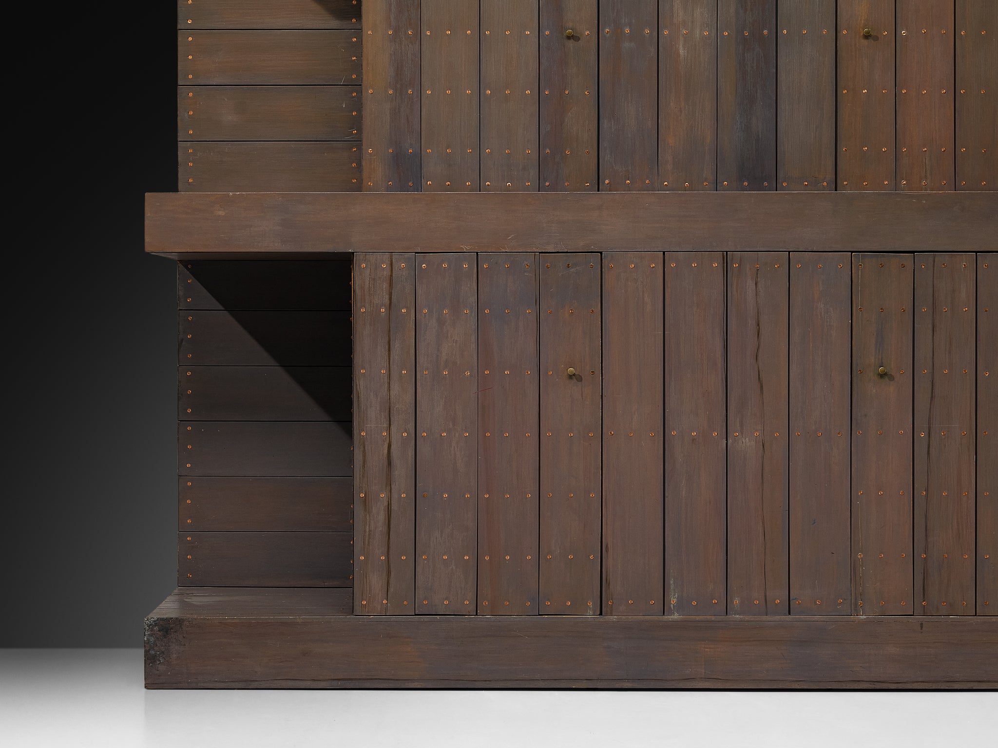 Jan de Jong Custom-Made Large Cabinet in Grey Lacquered Pine and Copper Case pieces and storage cabinets Morentz