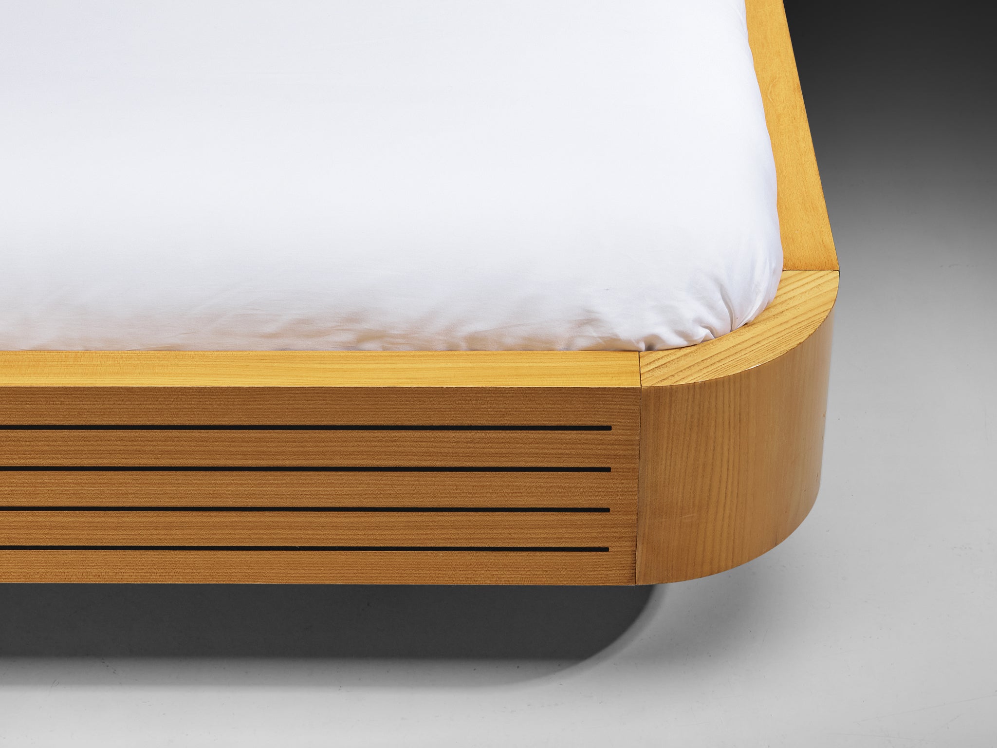 Italian Sculptural King Size bed with Integrated Nightstands in Ash More Furniture and Collectibles Morentz