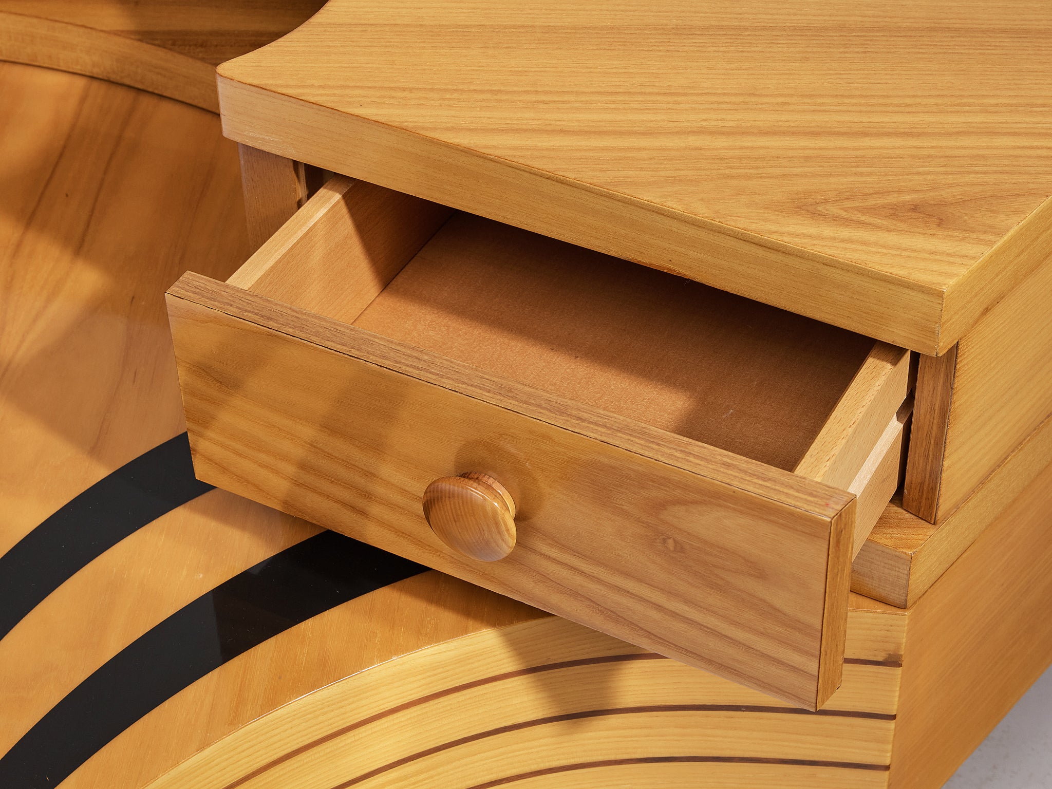 Italian Sculptural King Size bed with Integrated Nightstands in Ash More Furniture and Collectibles Morentz