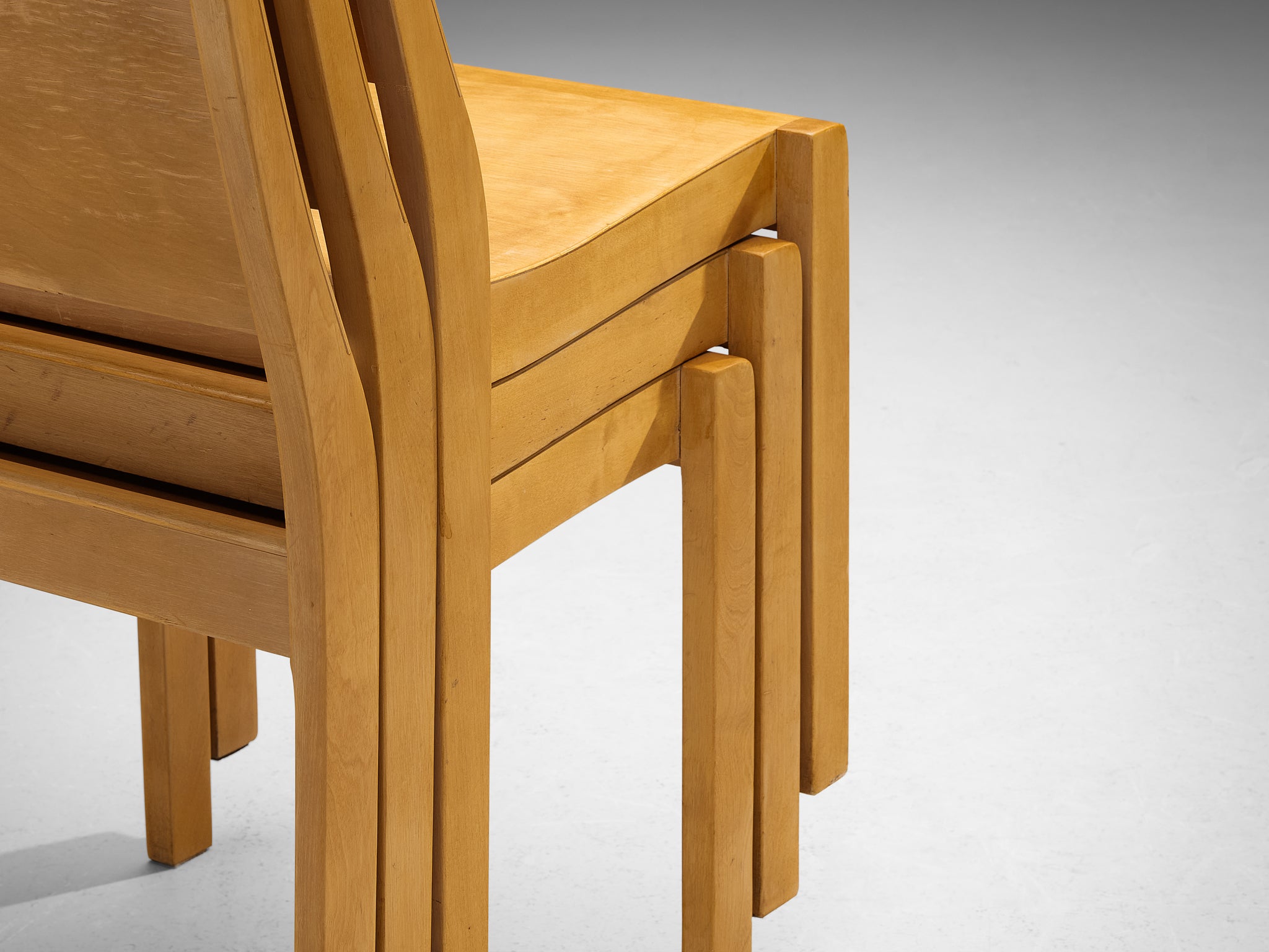 Alvar Aalto for Artek Set of Twelve Stackable '11' Chairs in Birch Plywood