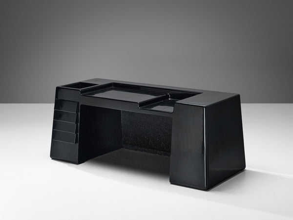 Vittorio Introini for Saporiti Rare Sculptural Desk in Black Fiberglass