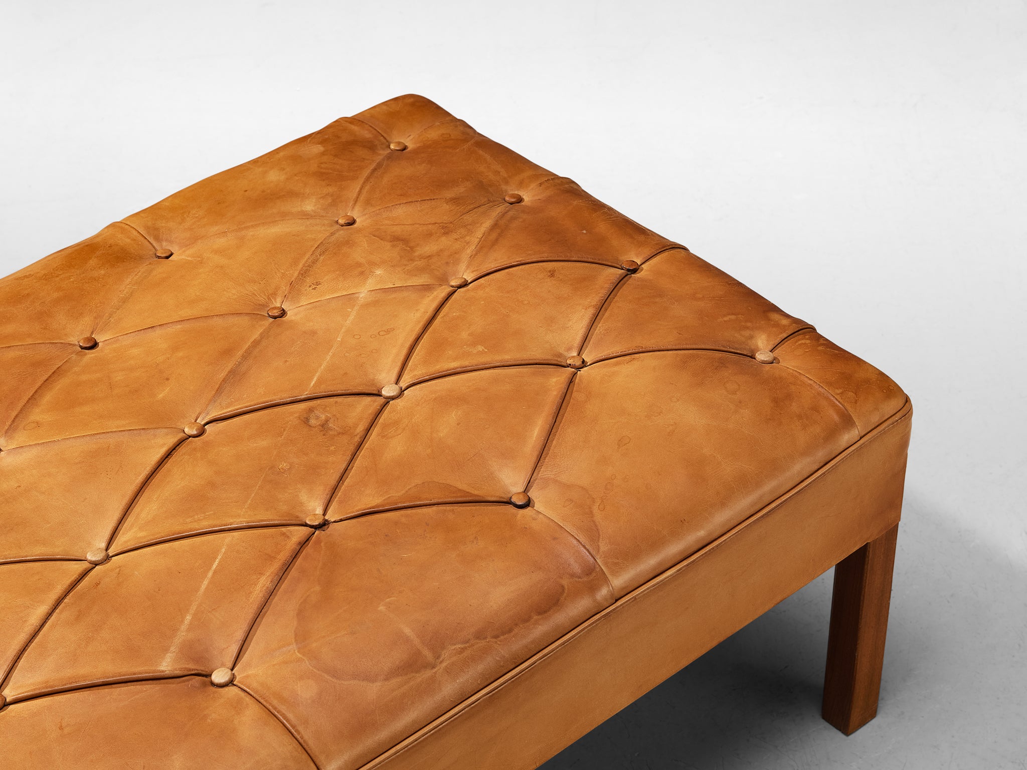 Kaare Klint for Rud Rasmussen Settees with Ottomans in Cognac Leather Mahogany Seating Morentz