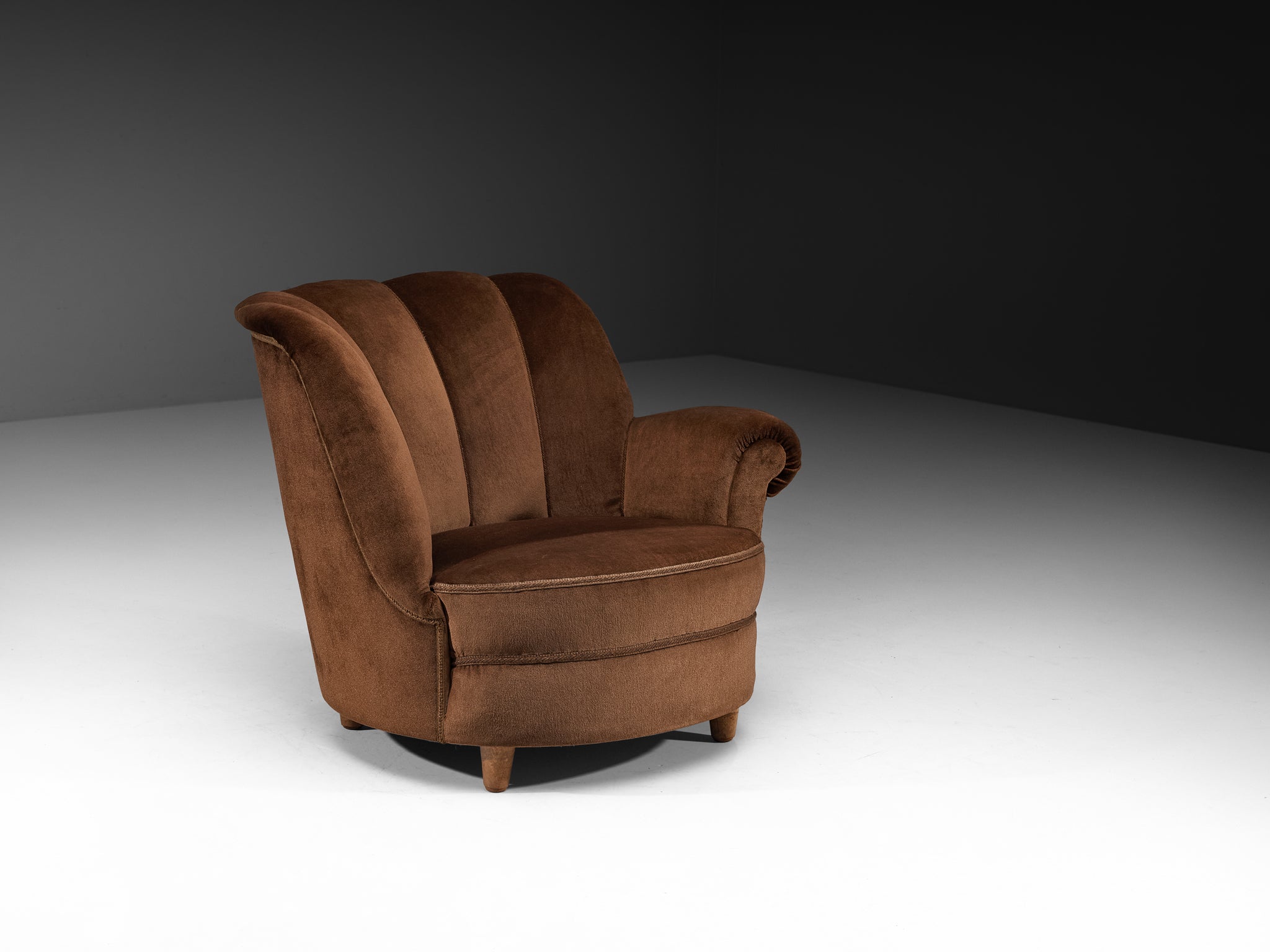 Carl Malmsten 'Redet' Lounge Chair in Brown Velvet and Ash Seating Morentz