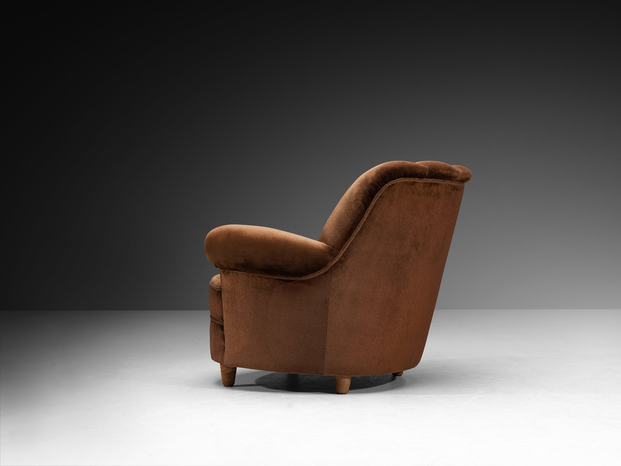 Carl Malmsten 'Redet' Lounge Chair in Brown Velvet and Ash Seating Morentz