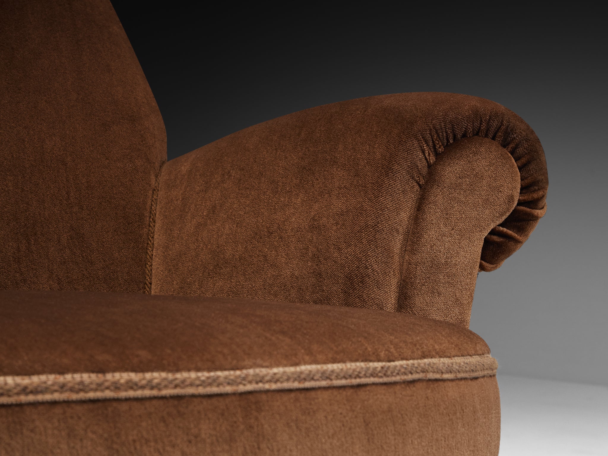 Carl Malmsten 'Redet' Lounge Chair in Brown Velvet and Ash Seating Morentz