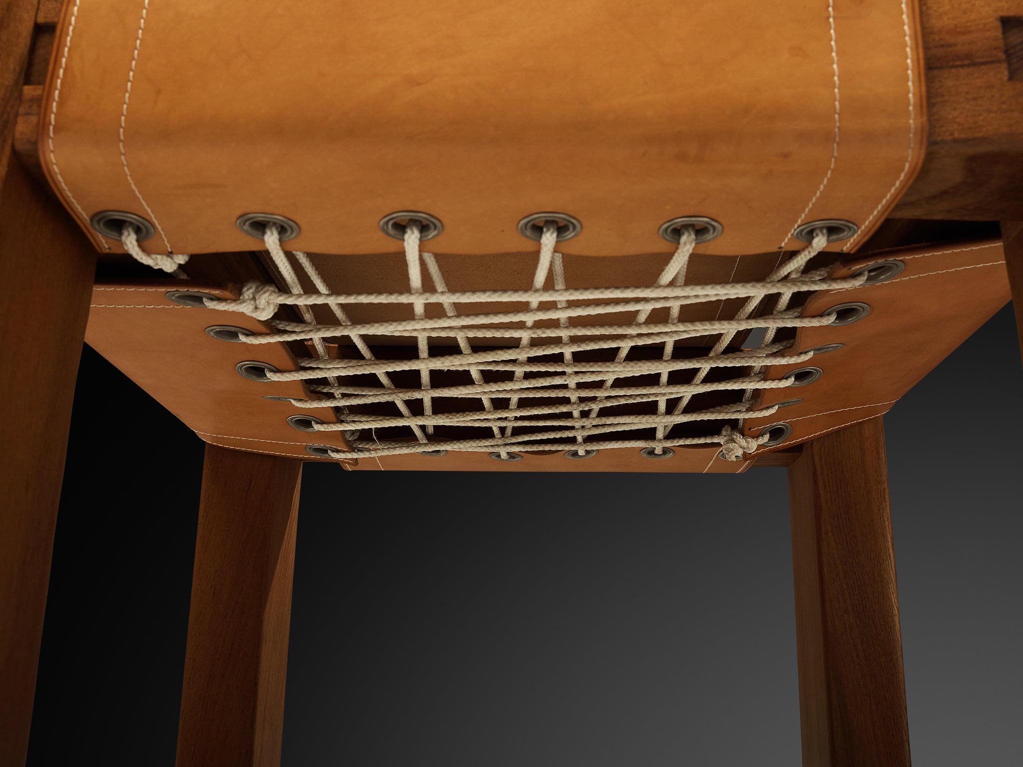 Early Pierre Chapo 'S11' Dining Chair in Solid Elm and Cognac Leather