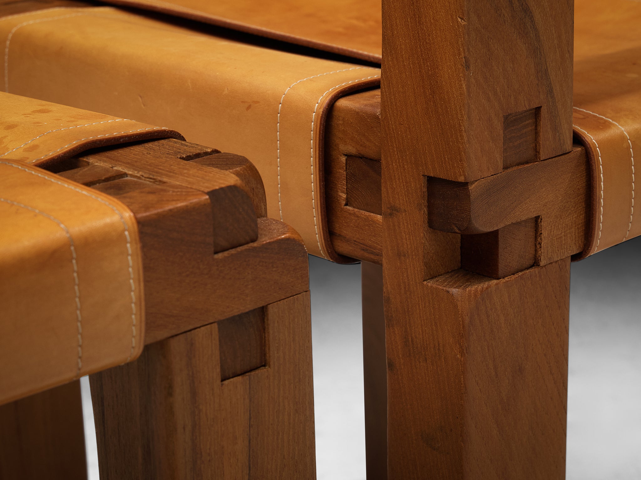 Early Pierre Chapo 'S11' Dining Chair in Solid Elm and Cognac Leather