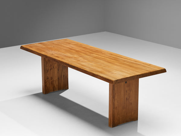 Early Pierre Chapo Dining Table Model 'T14D' in Solid Elm