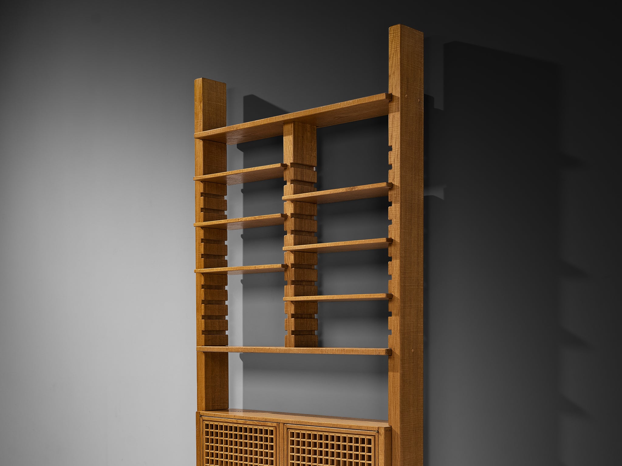 Giuseppe Rivadossi for Officina Rivadossi Highboard with Shelves in Oak Case pieces and storage cabinets Morentz