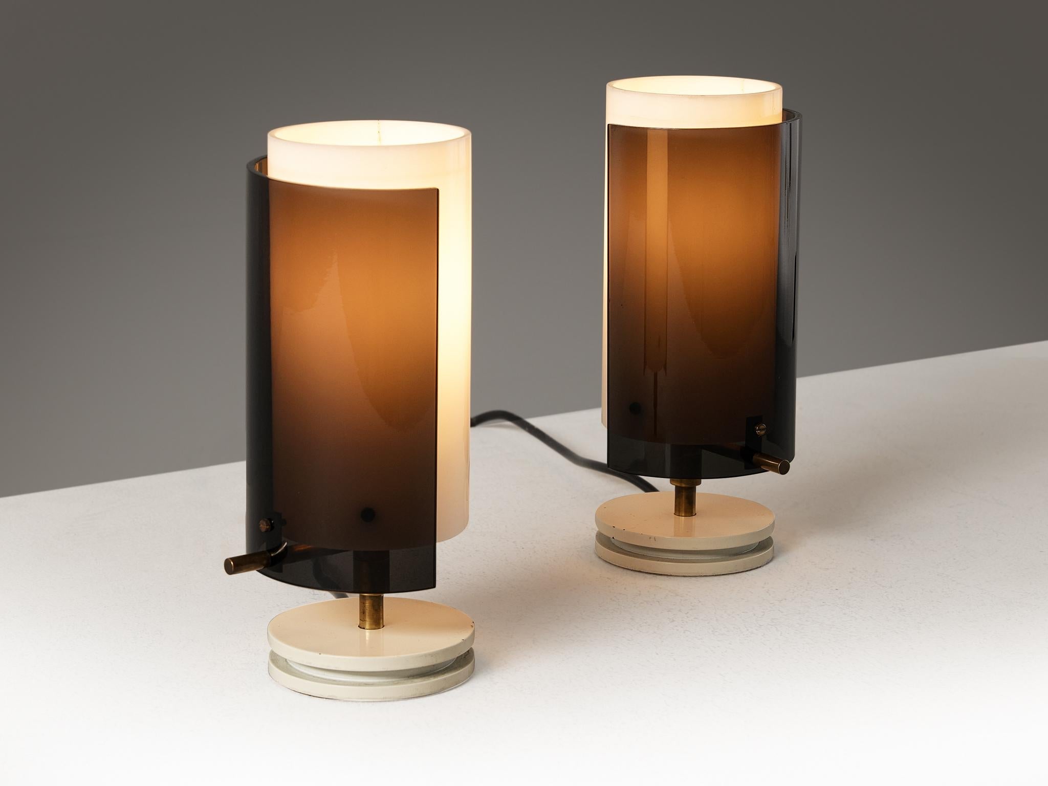 Tito Agnoli for O-Luce Table Lamps in Black and White Perspex
