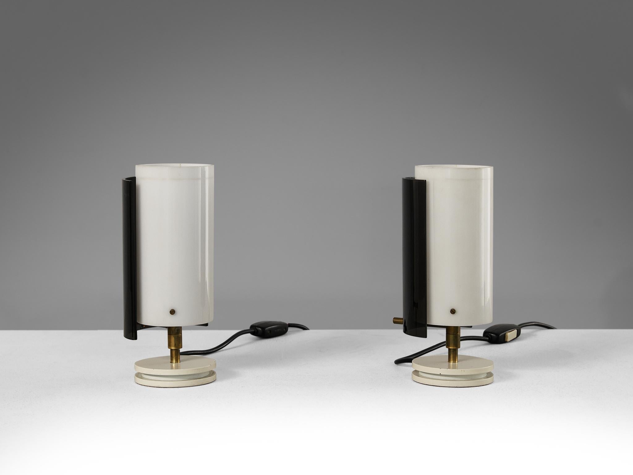 Tito Agnoli for O-Luce Table Lamps in Black and White Perspex