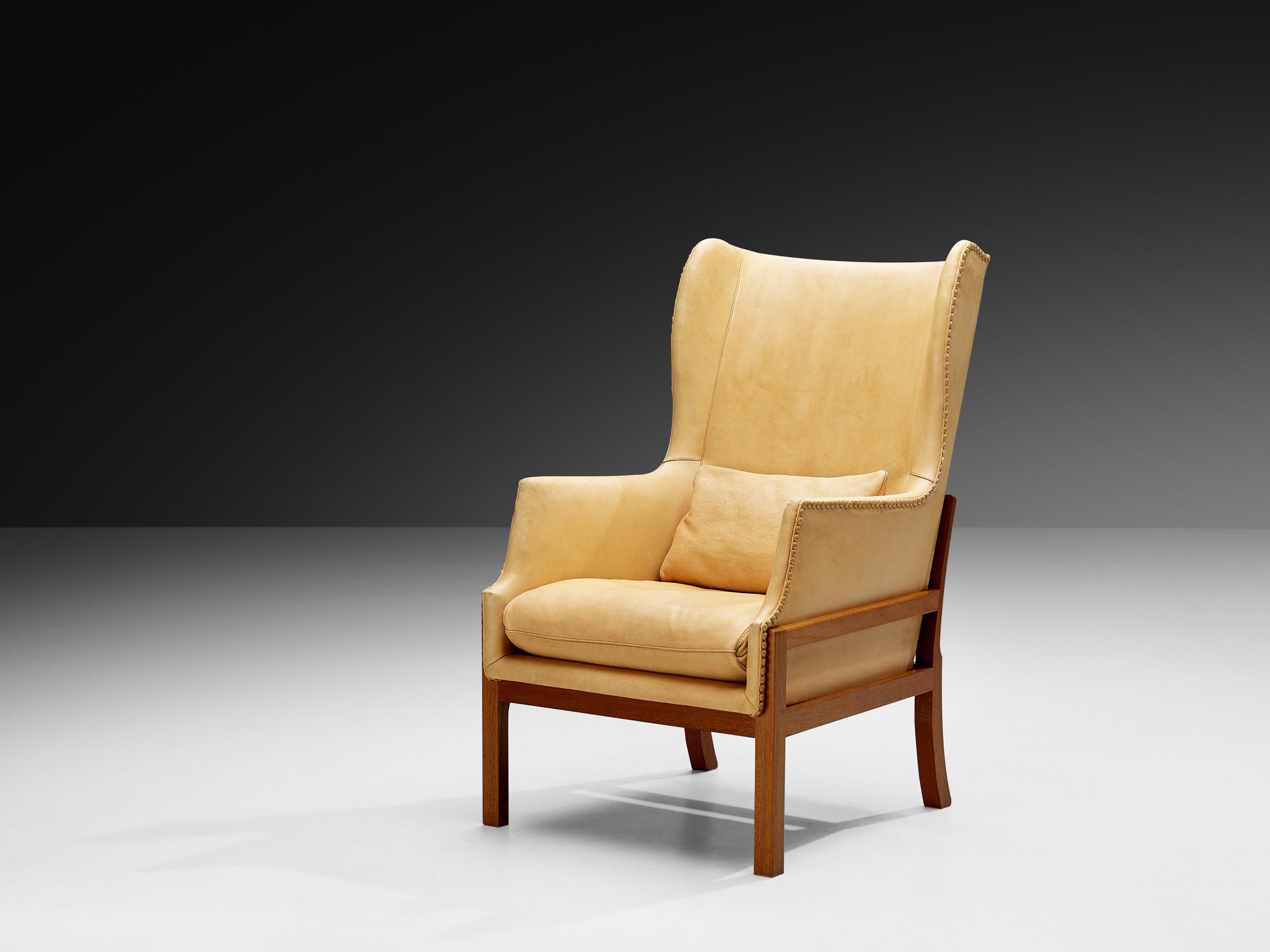 Mogens Koch for K. Ivan Schlechter 'Fireside' Wingback Chair with Ottoman Seating Morentz
