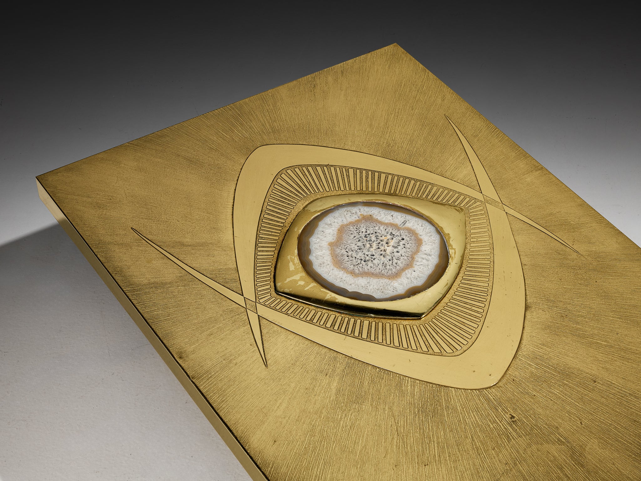 Willy Daro Illuminated Coffee Table in Brass and Agate Tables Morentz