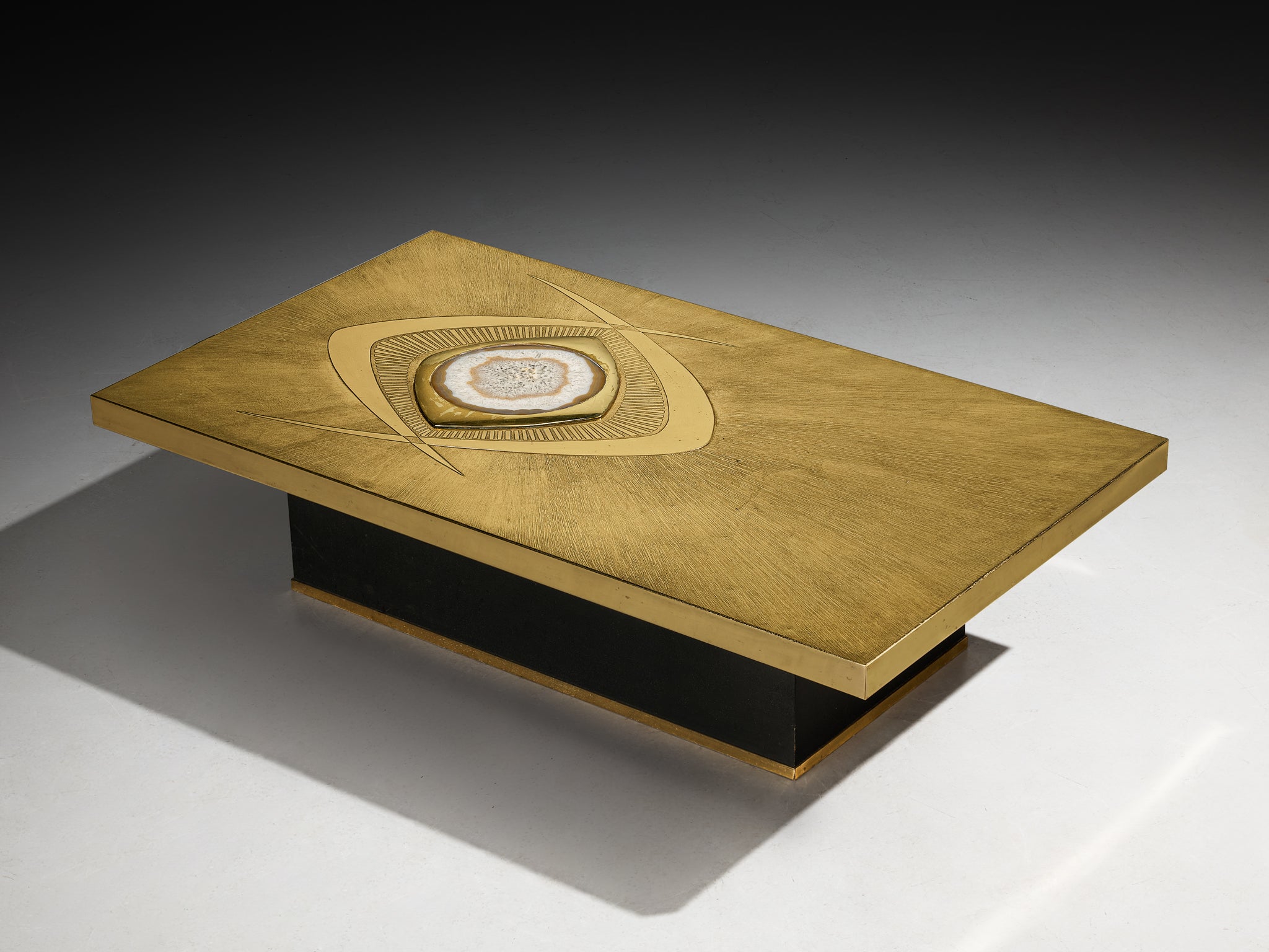 Willy Daro Illuminated Coffee Table in Brass and Agate Tables Morentz