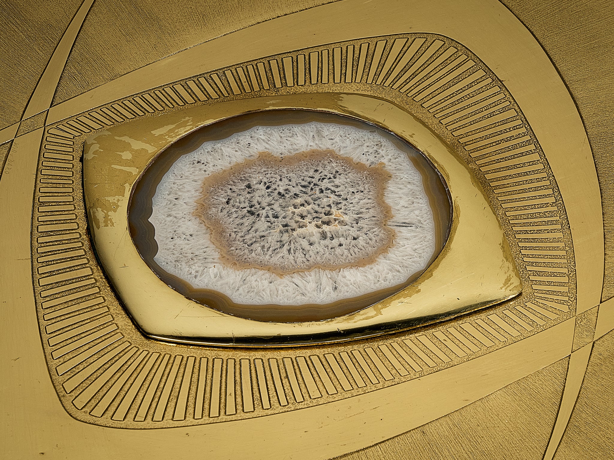 Willy Daro Illuminated Coffee Table in Brass and Agate Tables Morentz