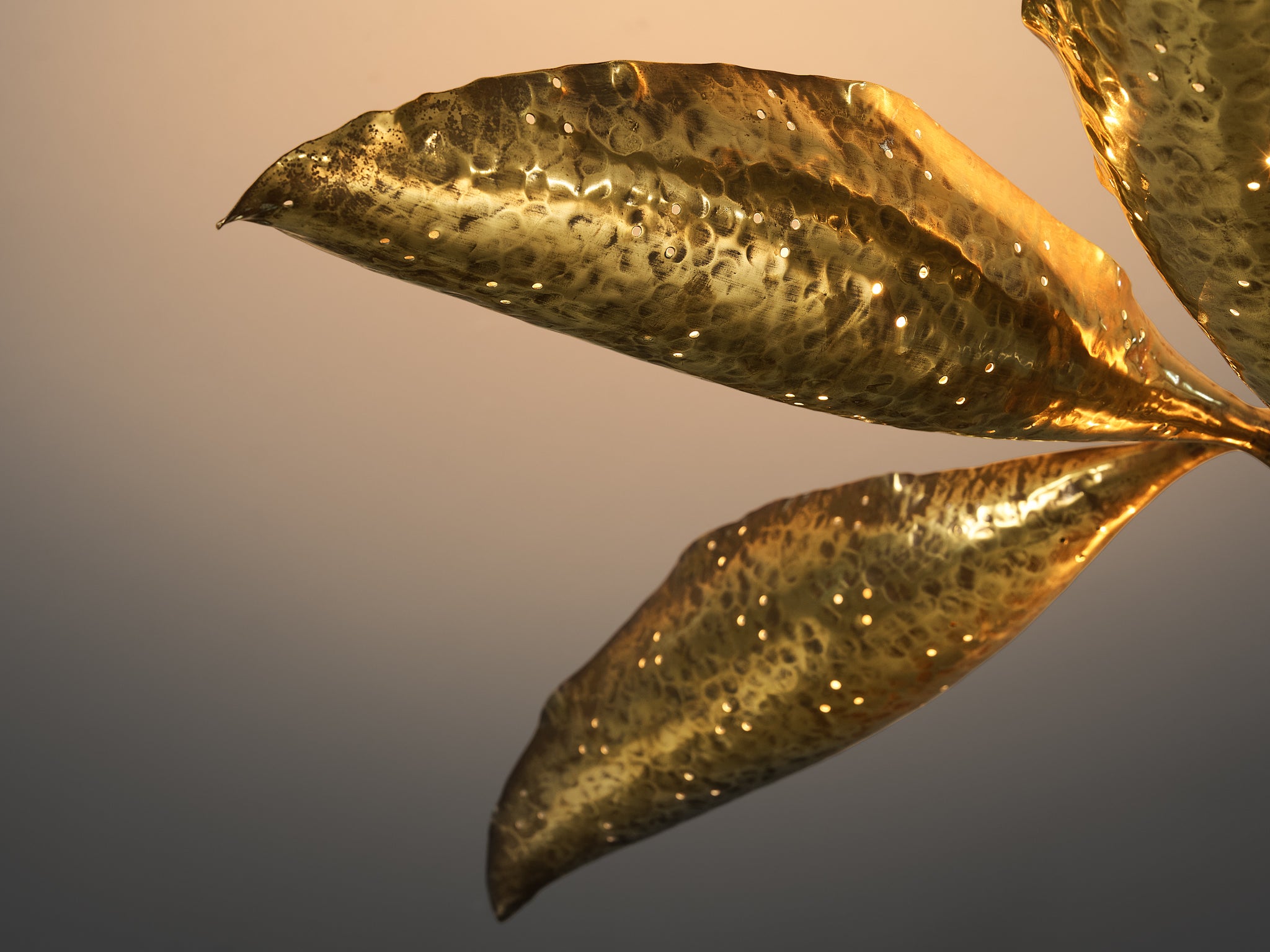 Angelo Lelii for Arredoluce Chandelier in Hammered Brass Lighting Morentz