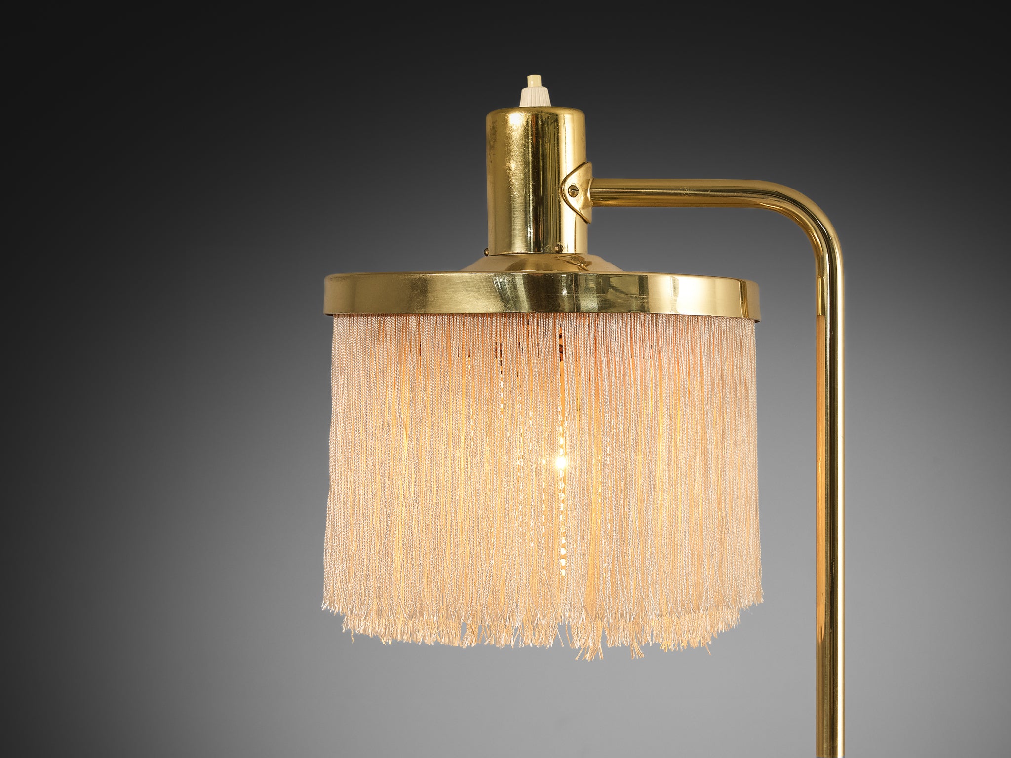 Hans-Agne Jakobsson Pair of 'Fringe' Table Lamps in Brass and Silk Lighting Morentz