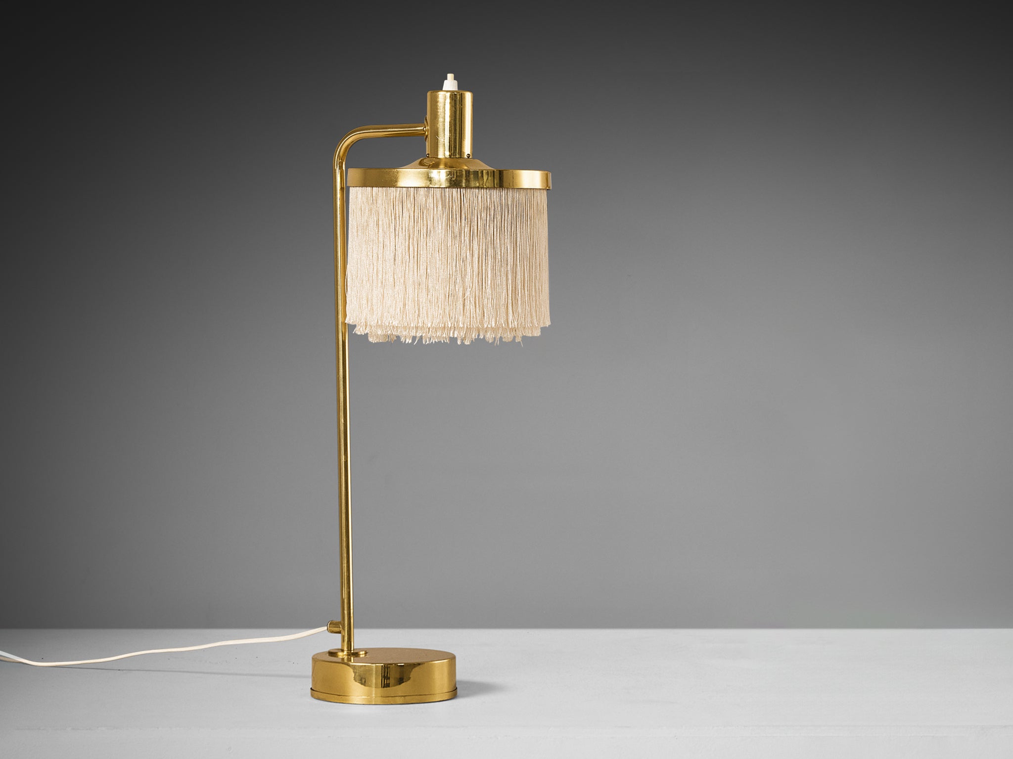 Hans-Agne Jakobsson Pair of 'Fringe' Table Lamps in Brass and Silk Lighting Morentz