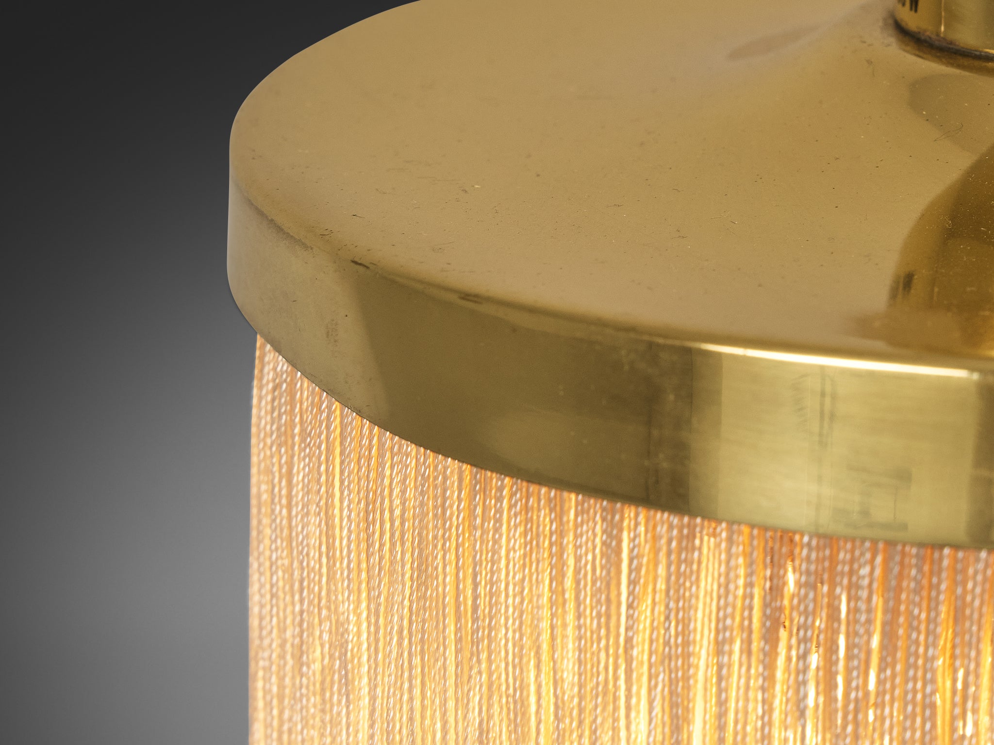 Hans-Agne Jakobsson Pair of 'Fringe' Table Lamps in Brass and Silk Lighting Morentz