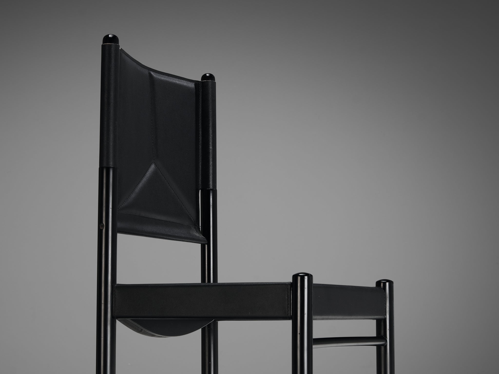 Italian Set of Six Dining Chairs in Black Upholstery with Black Frame seating Morentz