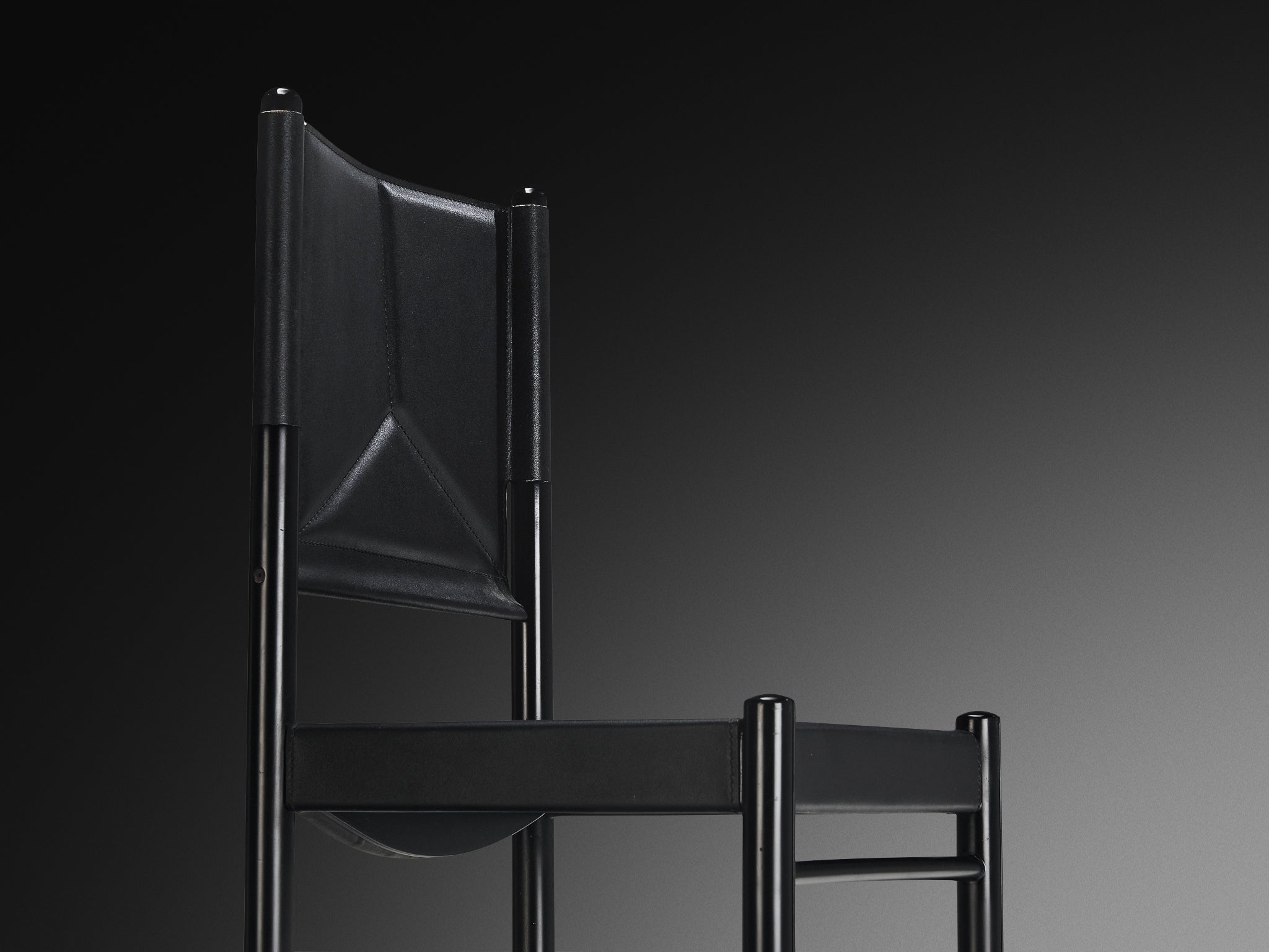 Italian Set of Six Dining Chairs in Black Upholstery with Black Frame Seating Morentz