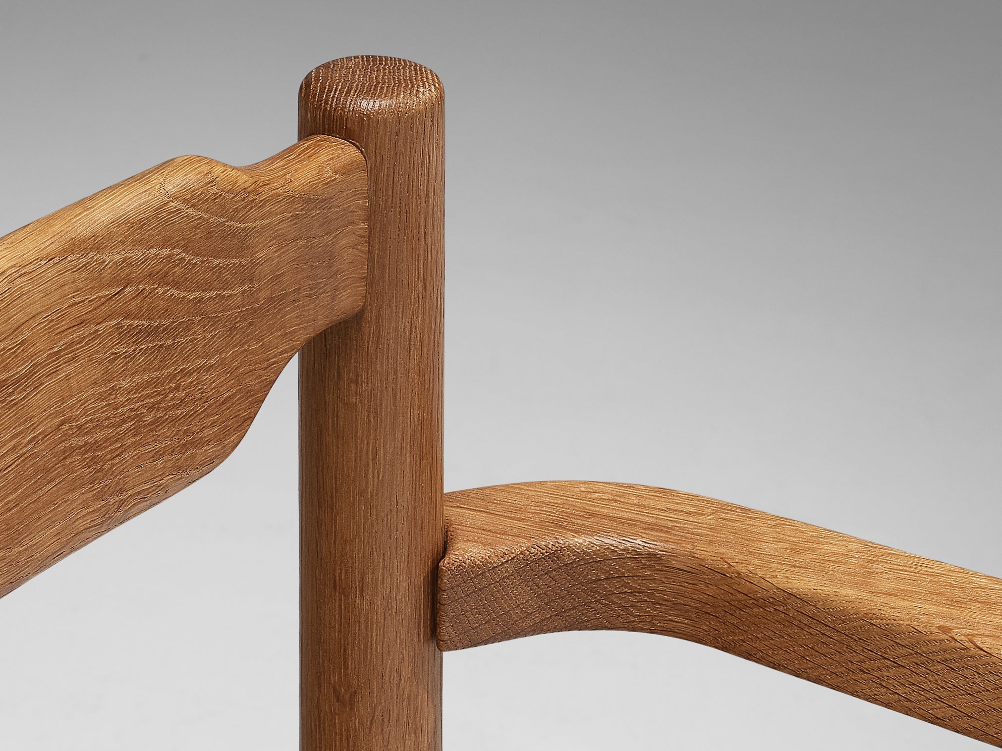 Rare Guillerme & Chambron Set of Eight Dining Chairs in Solid Oak and Mohair seating Morentz