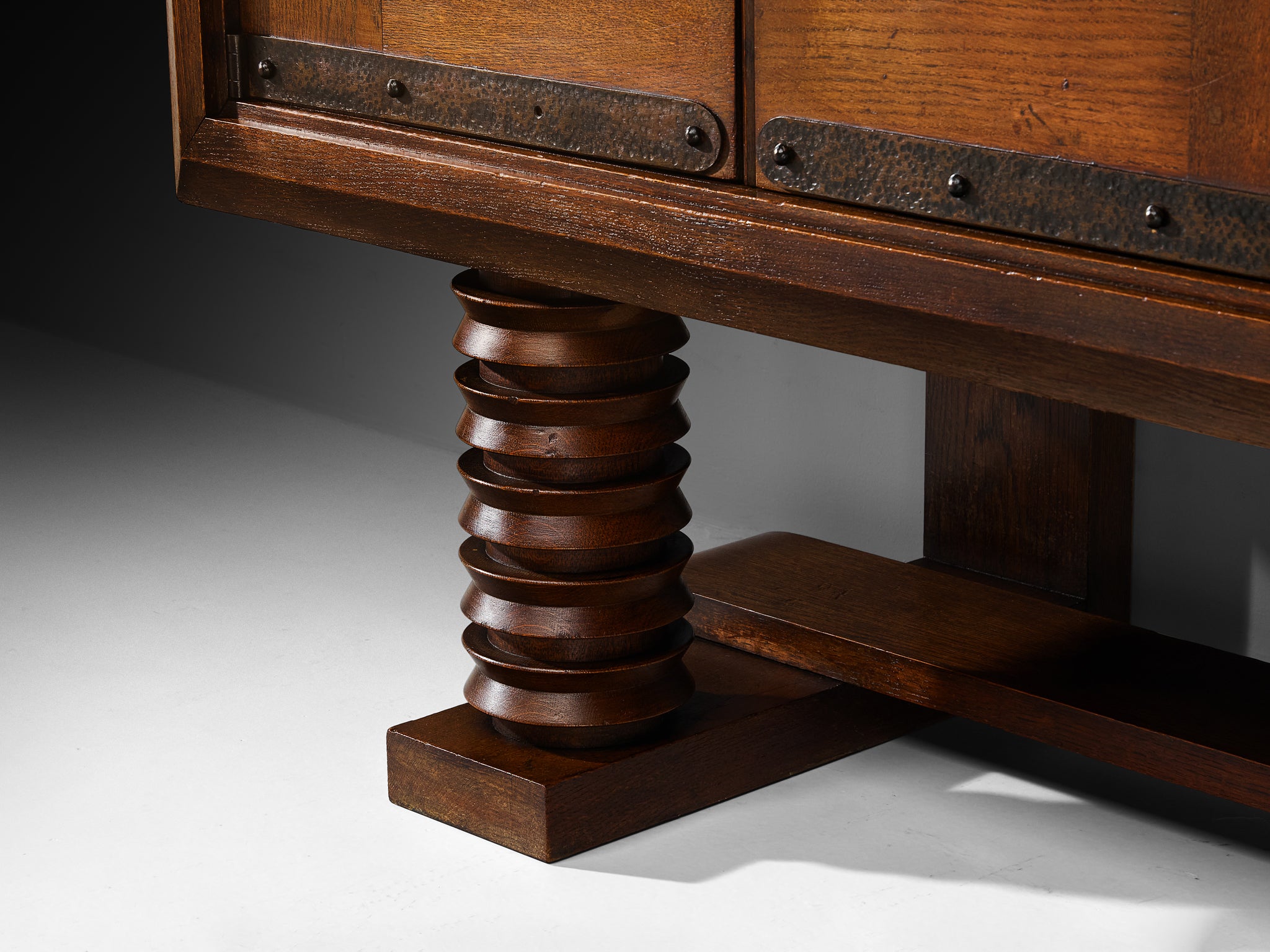 Parisian Art Deco Sideboard in Solid Oak with Iron Elements Case pieces and storage cabinets Morentz